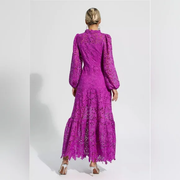 New Joa Embroidered Lace Trimmed Flare Maxi Dress size xl - Picture 5 of 6